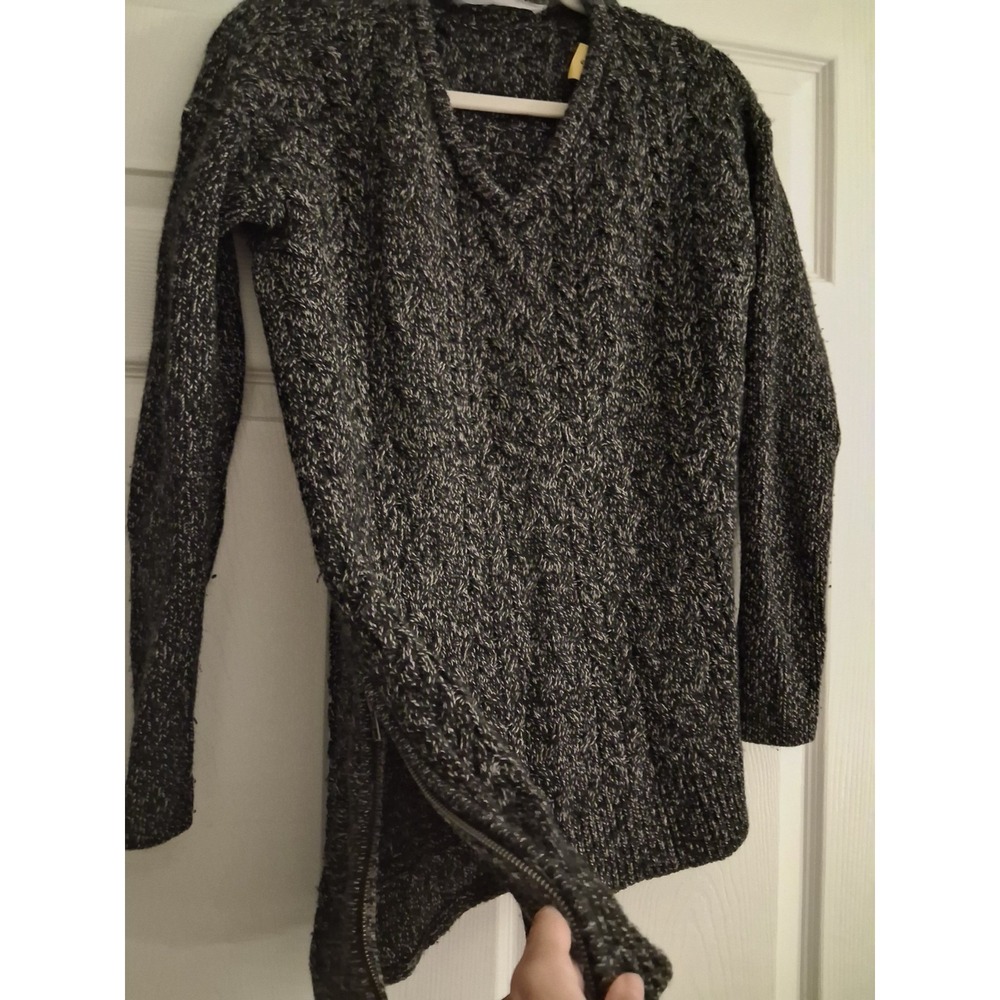 Athleta Northern Lights Wool Cashmere Tunic Sweater Side Zip Marled Black Size S - Picture 2 of 6